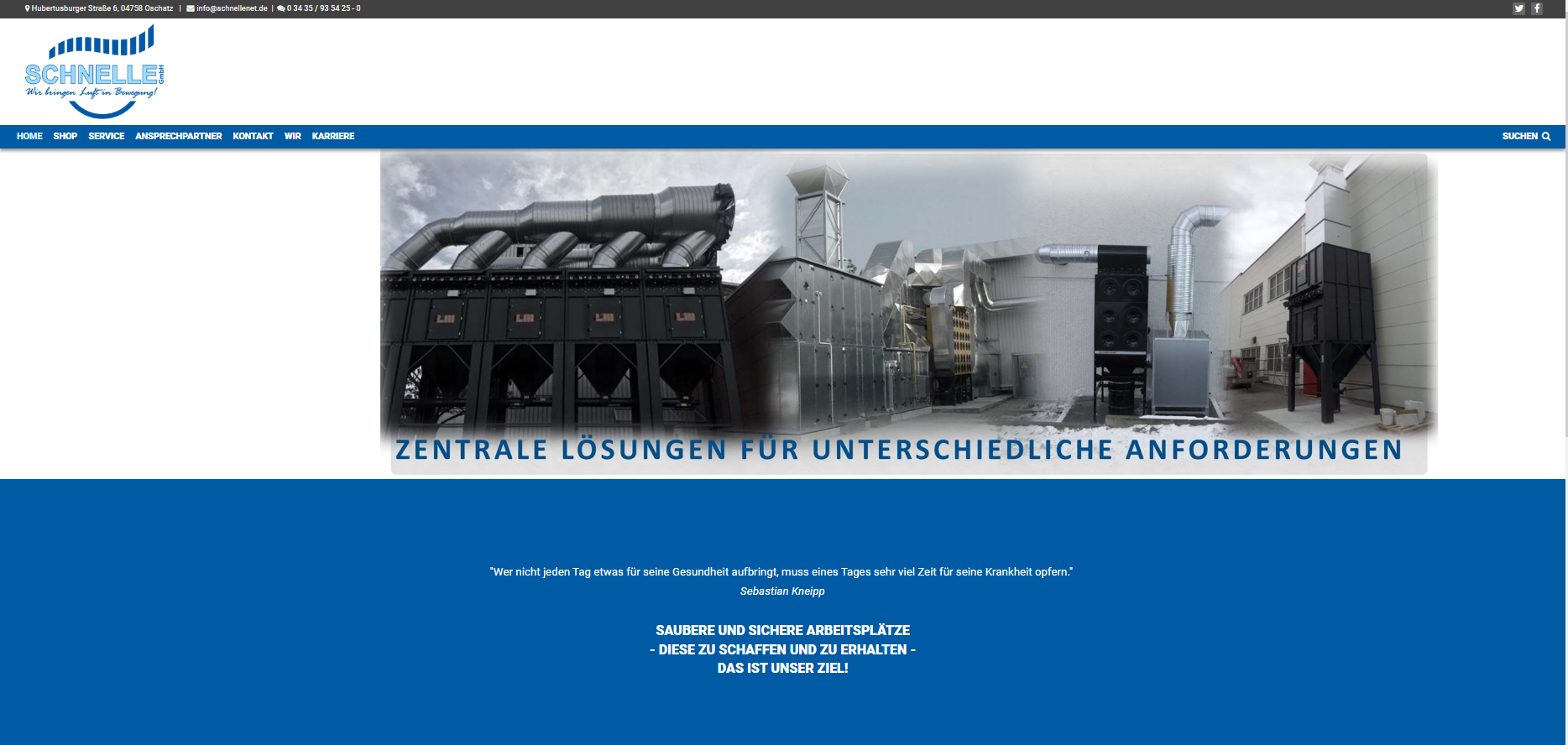 Optik der Homepage von www.absaugtechnik-schnelle.de